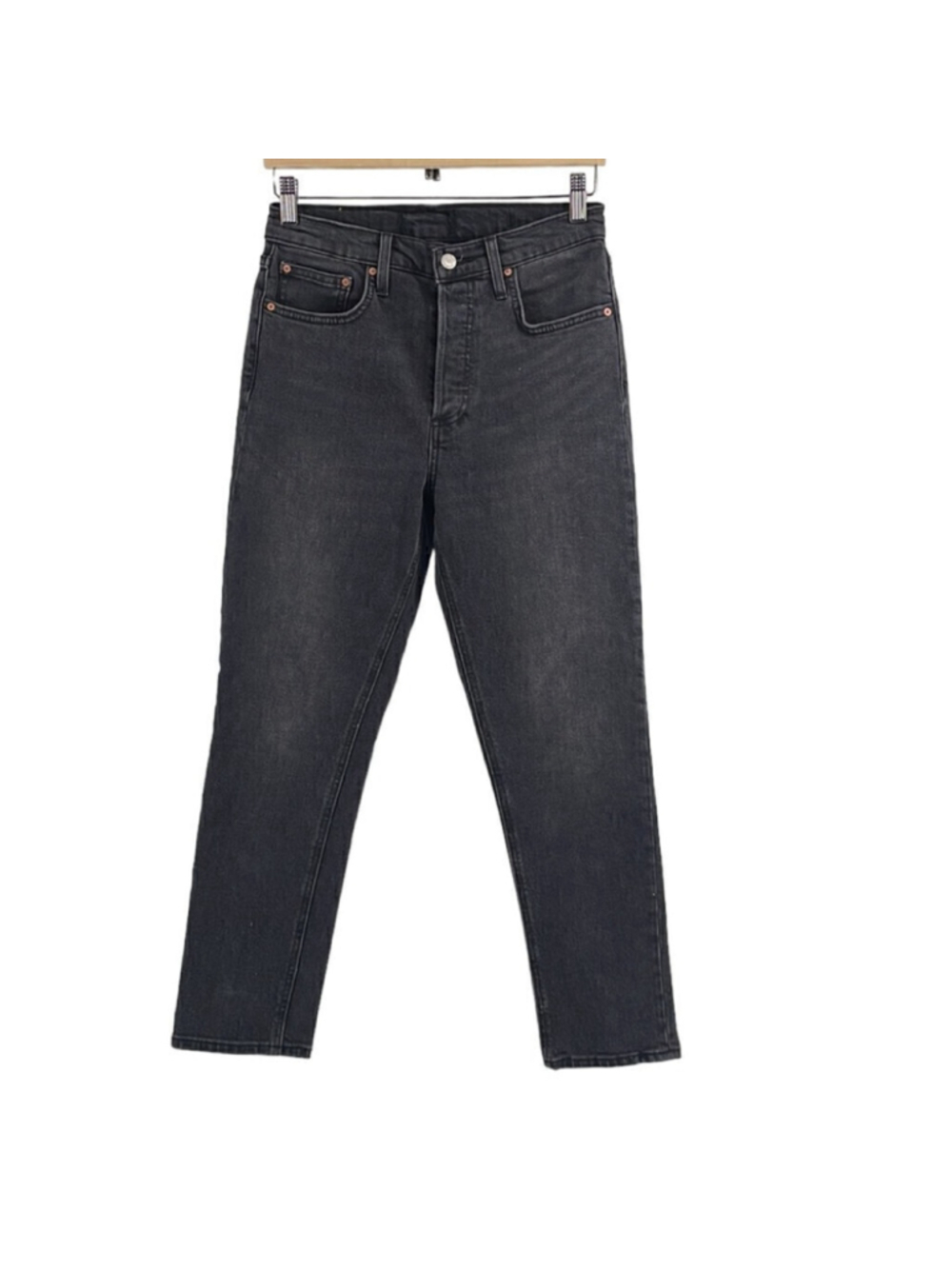 Aritzia denim forum jeans slim high rise button fly light black sz 28